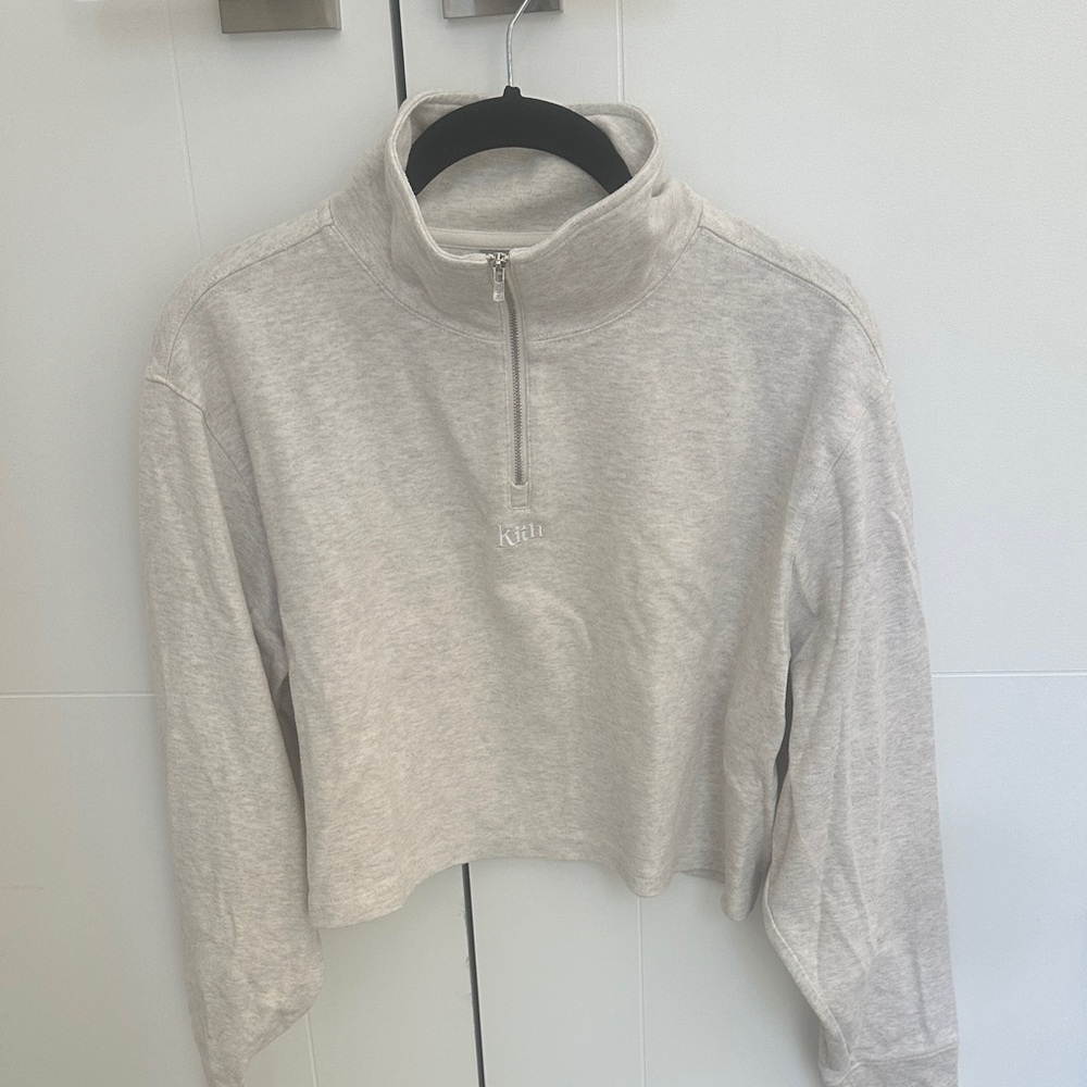 Kith Women's Light cream Half-Zip Cropped Sweatshirt